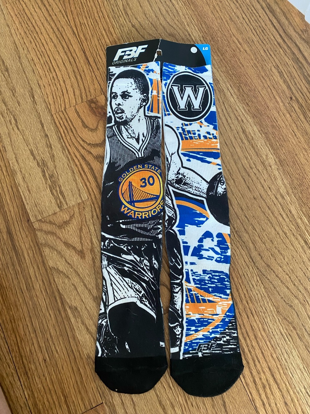FBF Originals Golden State Warriors Black & White Bridge Graphic Socks